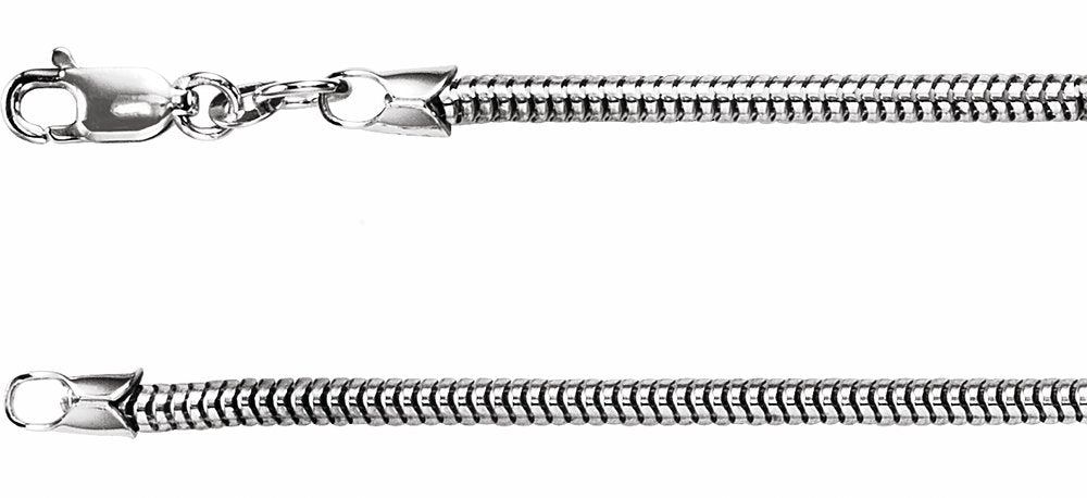 Sterling Silver 2.5 mm Snake 18" Chain