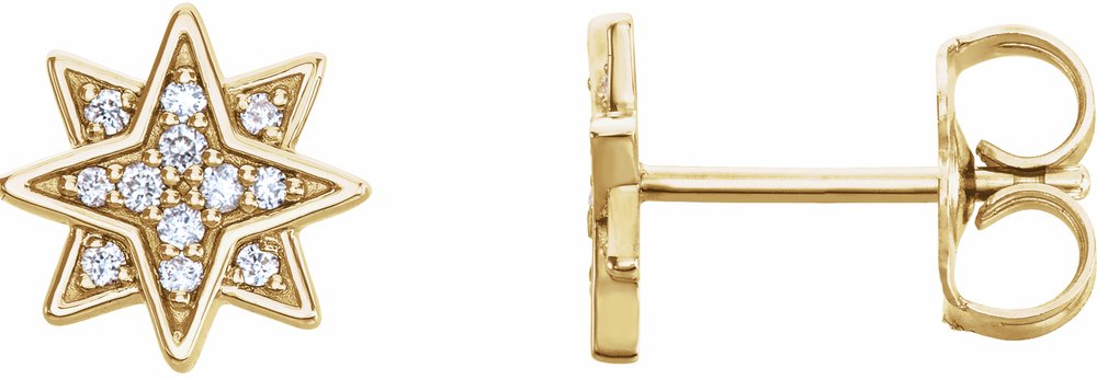 14K Yellow Gold .08 CTW Natural Diamond Star Earrings