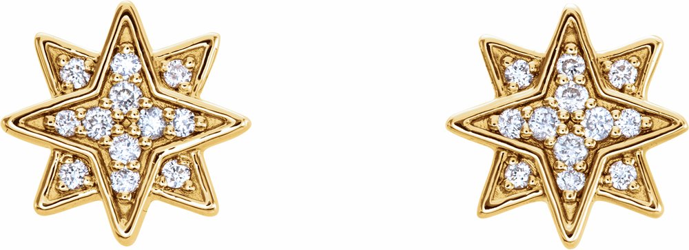 14K Yellow Gold .08 CTW Natural Diamond Star Earrings