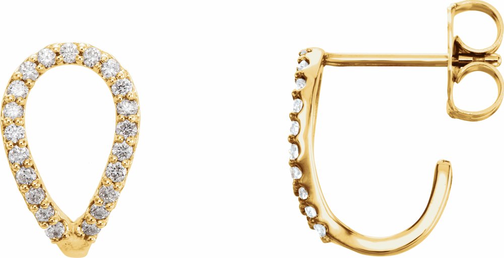 14K Yellow Gold 1/5 CTW Natural Diamond Geometric J-Hoop Earrings