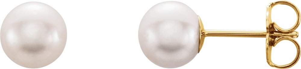 14K Yellow Gold Cultured White Freshwater Pearl Earrings