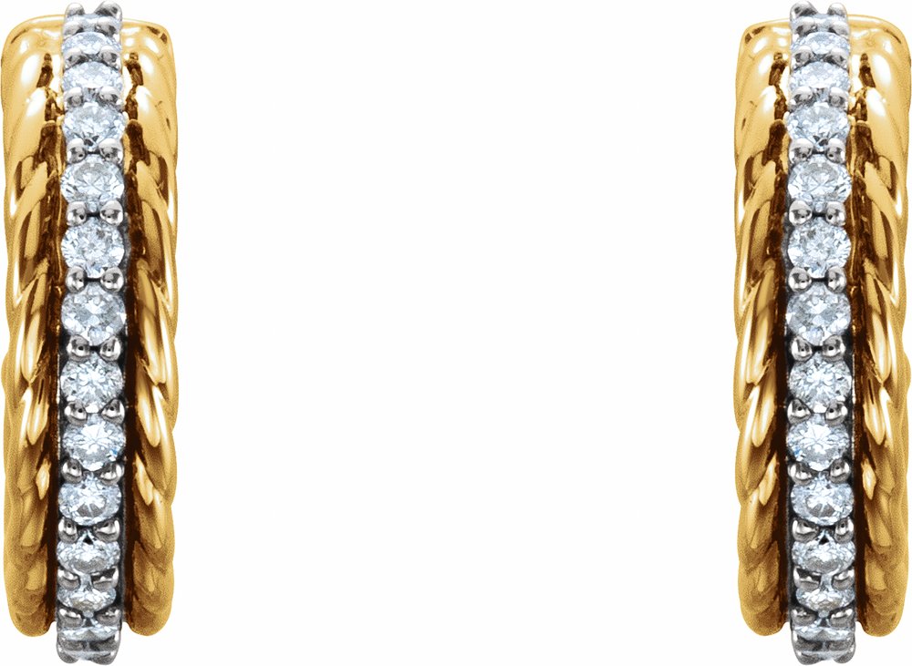 14K Yellow/White Gold 1/5 CTW Natural Diamond Rope Hoop Earrings