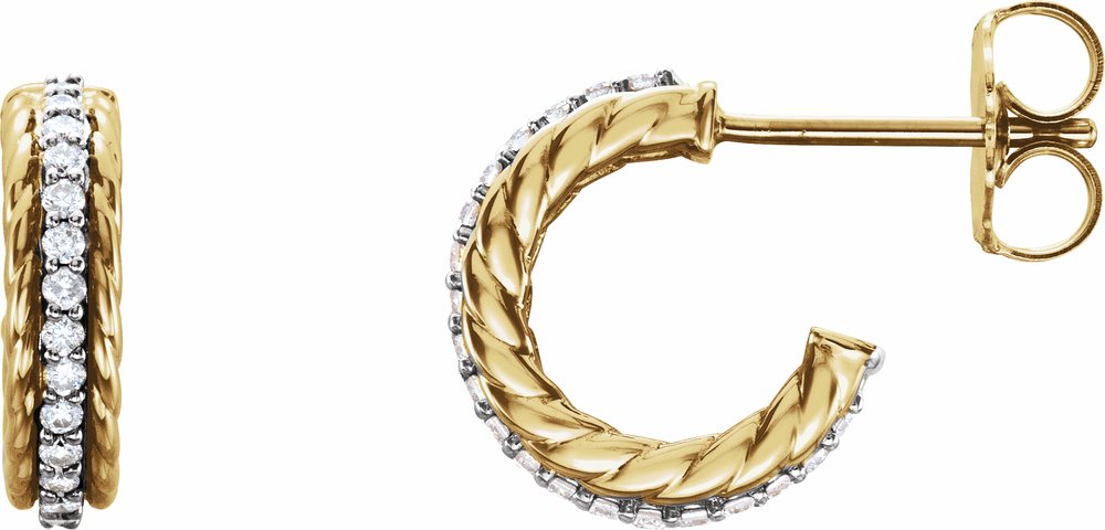 14K Yellow/White Gold 1/5 CTW Natural Diamond Rope Hoop Earrings