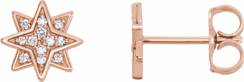 14K Rose Gold .08 CTW Natural Diamond Star Earrings