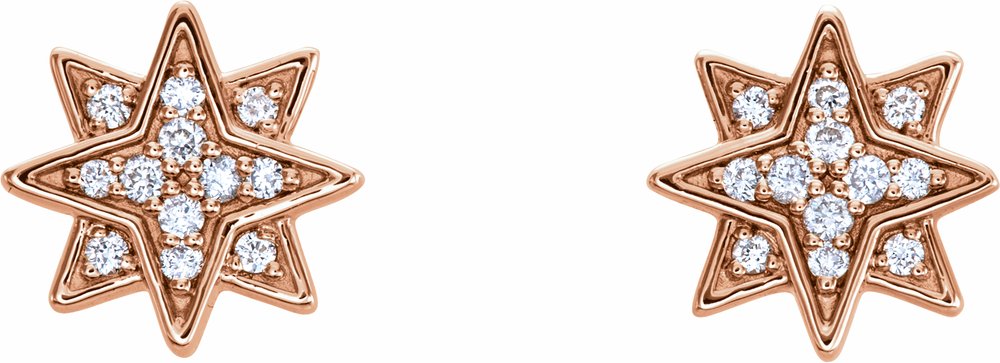 14K Rose Gold .08 CTW Natural Diamond Star Earrings
