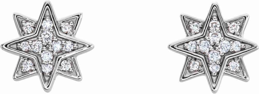 14K White Gold .08 CTW Natural Diamond Star Earrings