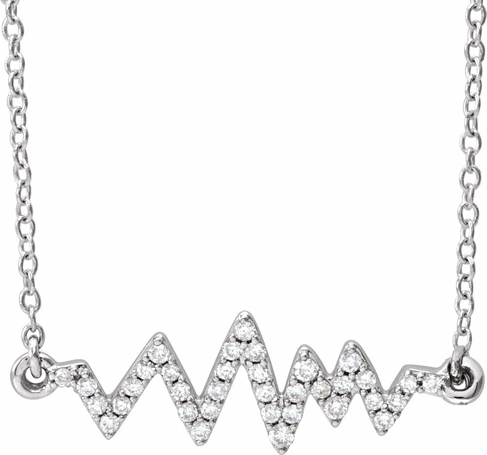 14K White Gold 1/6 CTW Natural Diamond Heartbeat 16-18" Necklace