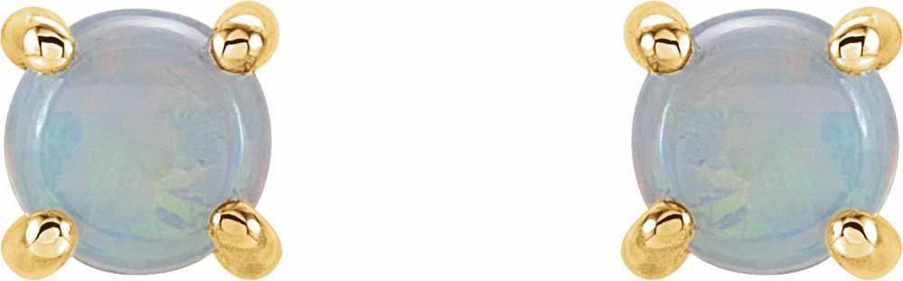 14K Yellow 5 mm Natural White Opal Earrings