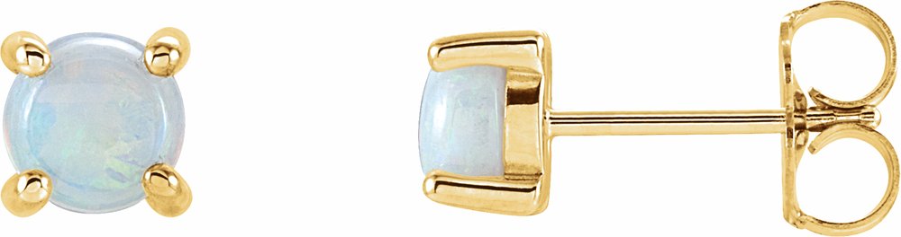 14K Yellow Gold 5 mm Natural White Opal Earrings