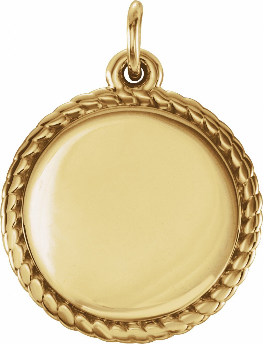 14K Yellow Gold Engravable Round Rope Pendant