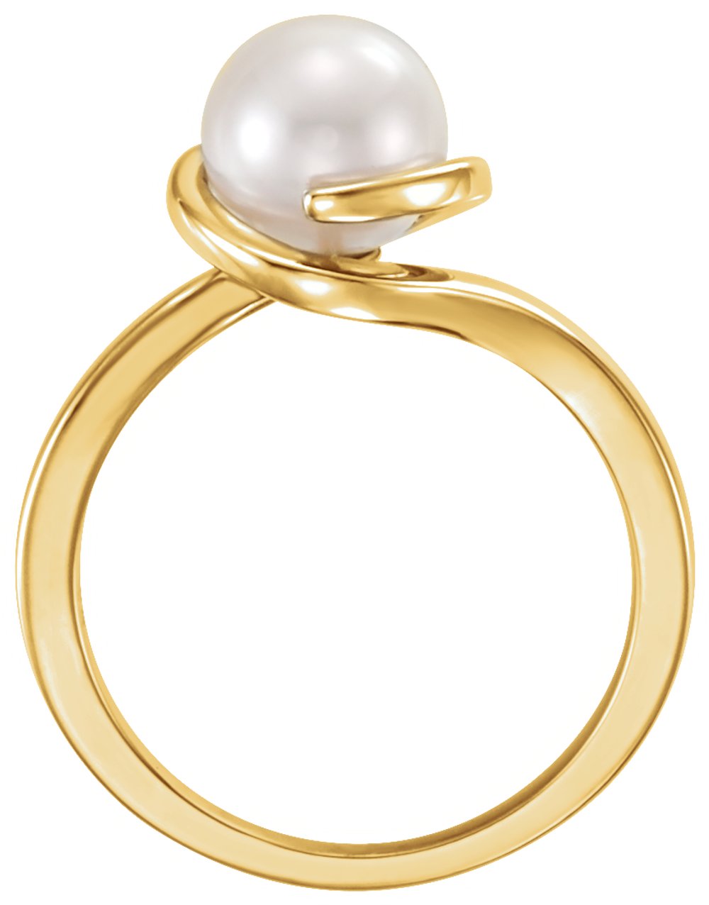 14K Yellow Gold Cultured White Freshwater Pearl Ring