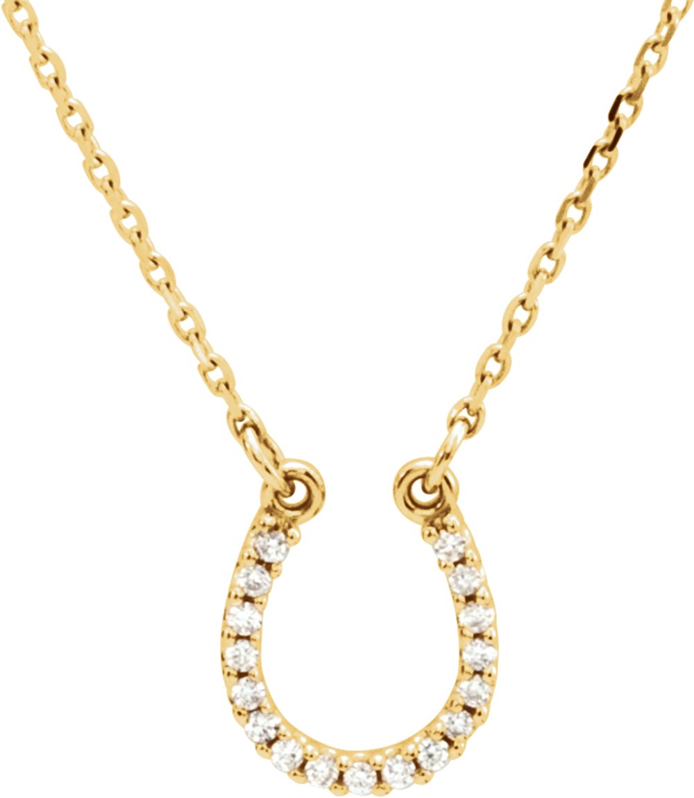 14K Yellow Gold .07 CTW Natural Diamond Horseshoe 16" Necklace