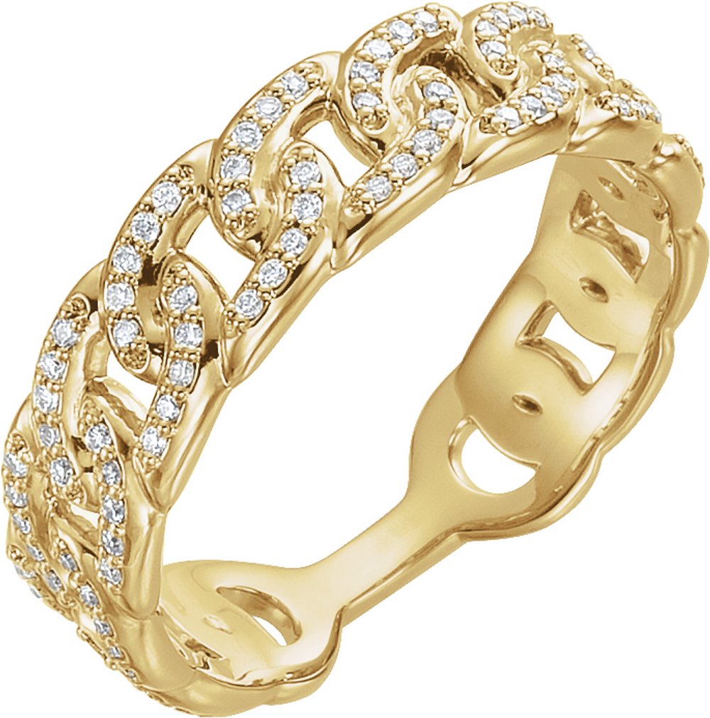 14K Yellow Gold 1/4 CTW Natural Diamond Stackable Link Ring