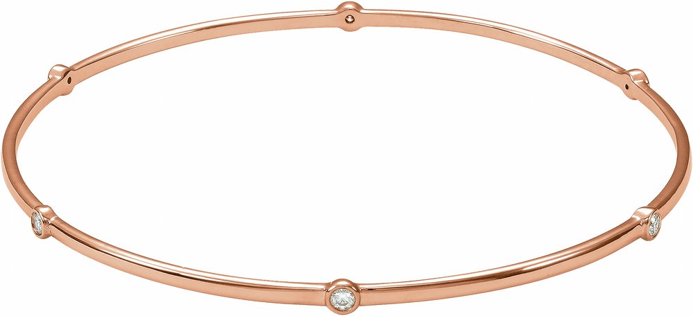 14K Rose Gold 1/4 CTW Natural Diamond Bezel-Set Bangle 8" Bracelet