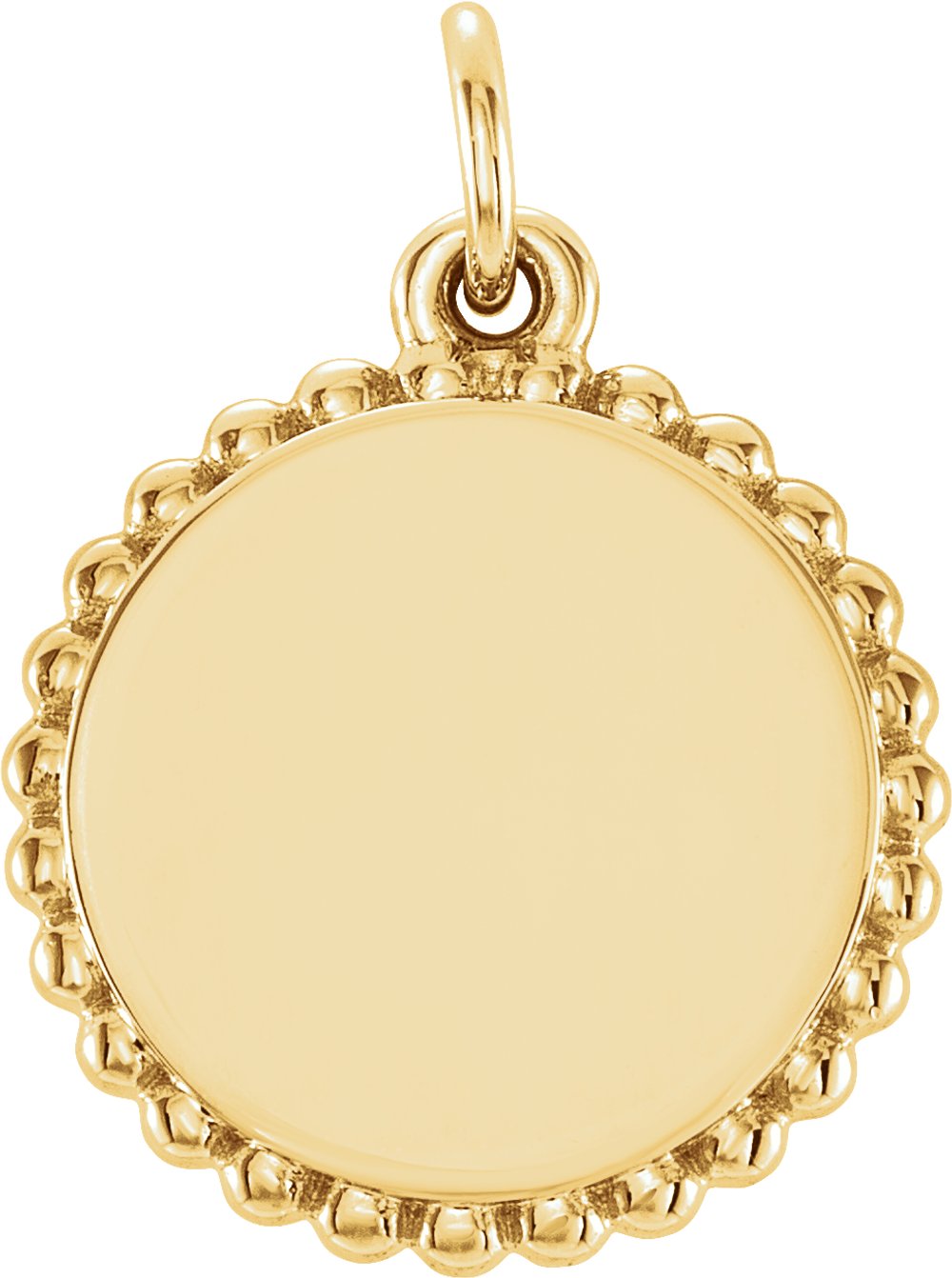 14K Yellow Gold Engravable Beaded Charm/Pendant