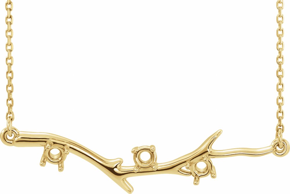 10K Yellow Gold 3-Stone Family Branch 16-18" Necklace Mounting