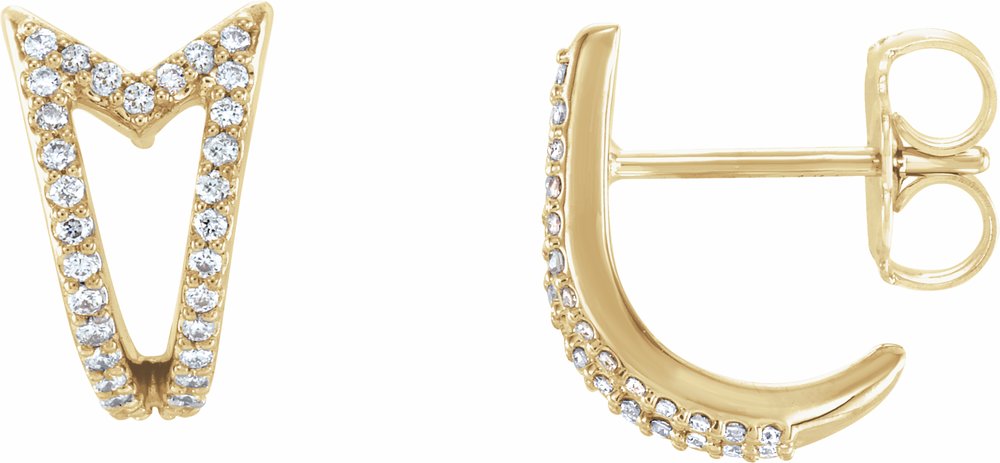 14K Yellow Gold 1/6 CTW Natural Diamond Geometric J-Hoop Earrings