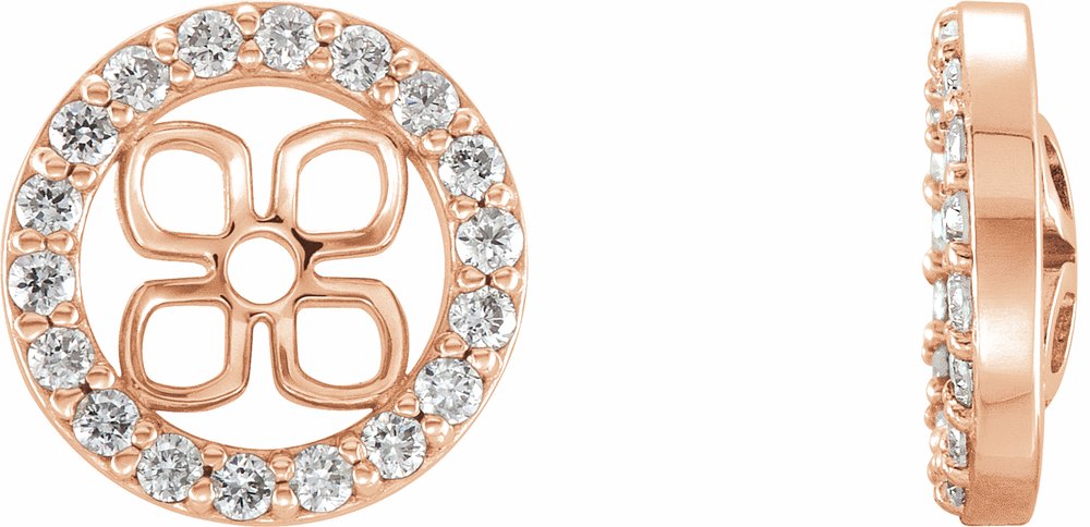 14K Rose Gold 4.5 mm ID 1/10 Natural Diamond Earring Jackets