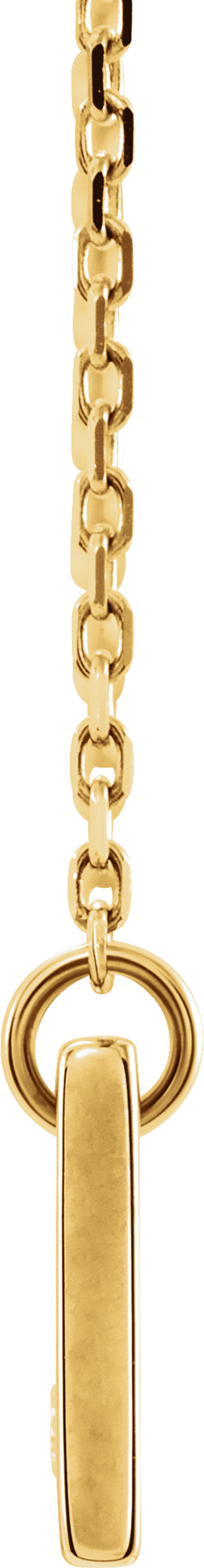 14K Yellow Gold .03 CT Natural Diamond Engravable Bar 17" Necklace