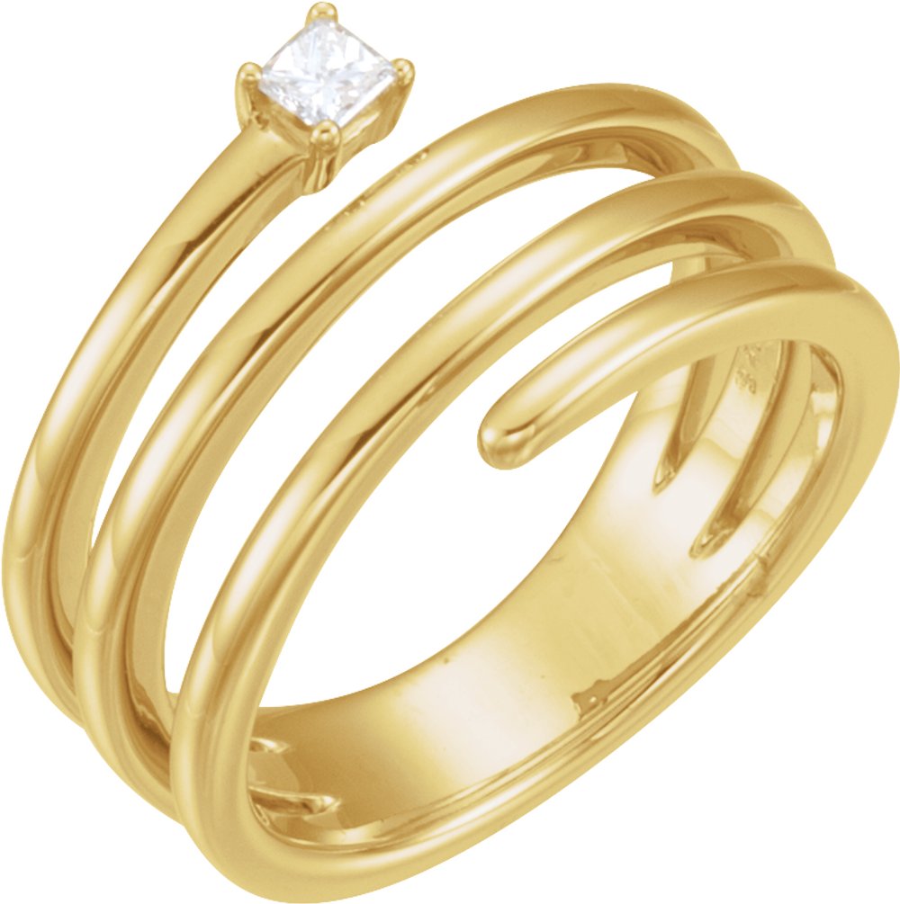 14K Yellow Gold 1/10 CTW Natural Diamond Freeform Ring