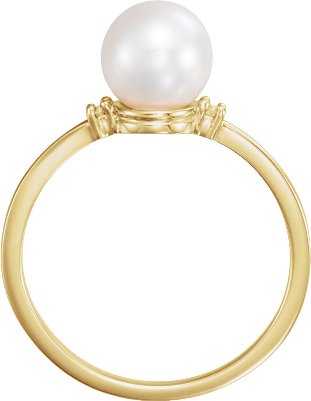 14K Yellow Gold Cultured White Freshwater Pearl & .02 CTW Natural Diamond Ring