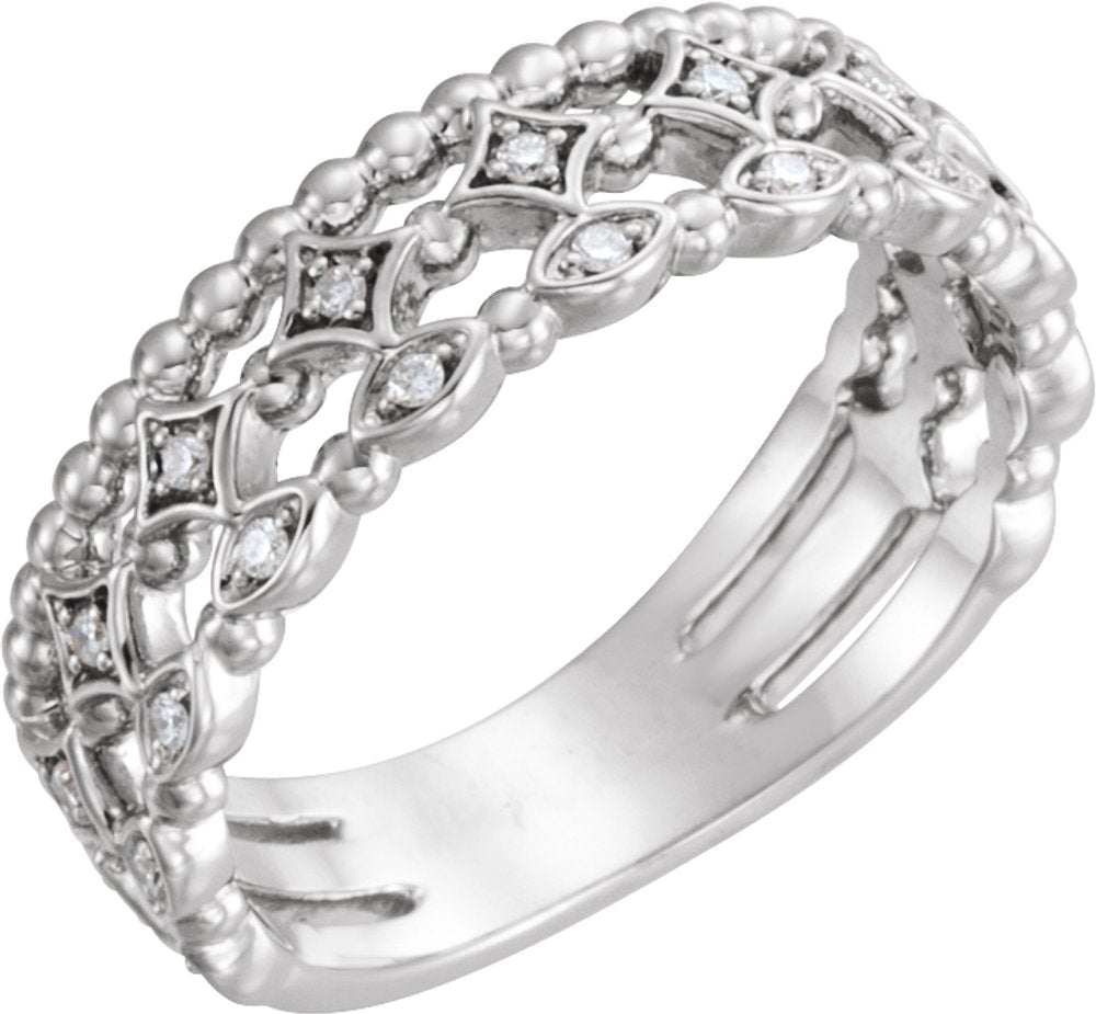 14K White Gold 1/8 CTW Natural Diamond Stackable Ring