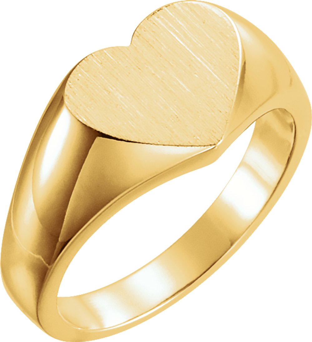 14K Yellow Gold Heart Signet Ring