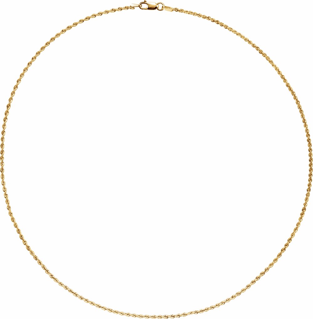 14K Yellow Gold 1.5 mm Rope 24" Chain