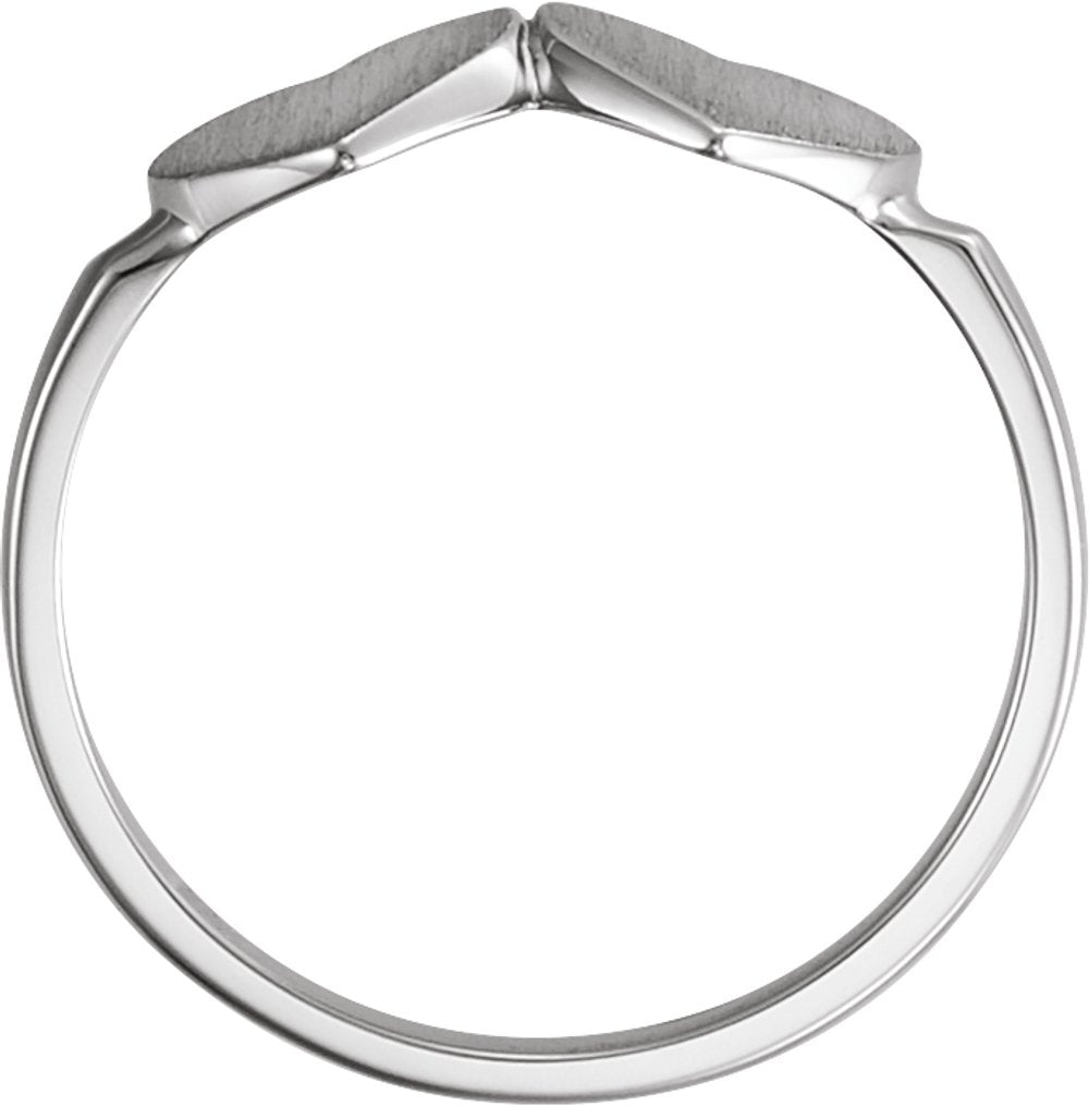 Sterling Silver 13.8x7 mm Double Heart Signet Ring