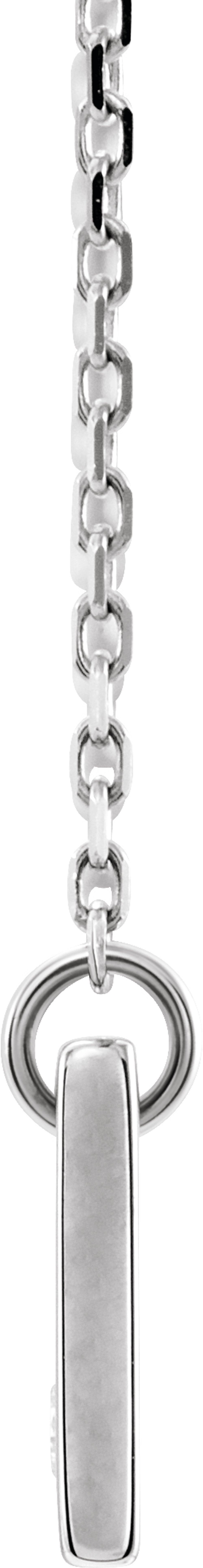 14K White Gold .03 CT Natural Diamond Engravable Bar 17" Necklace