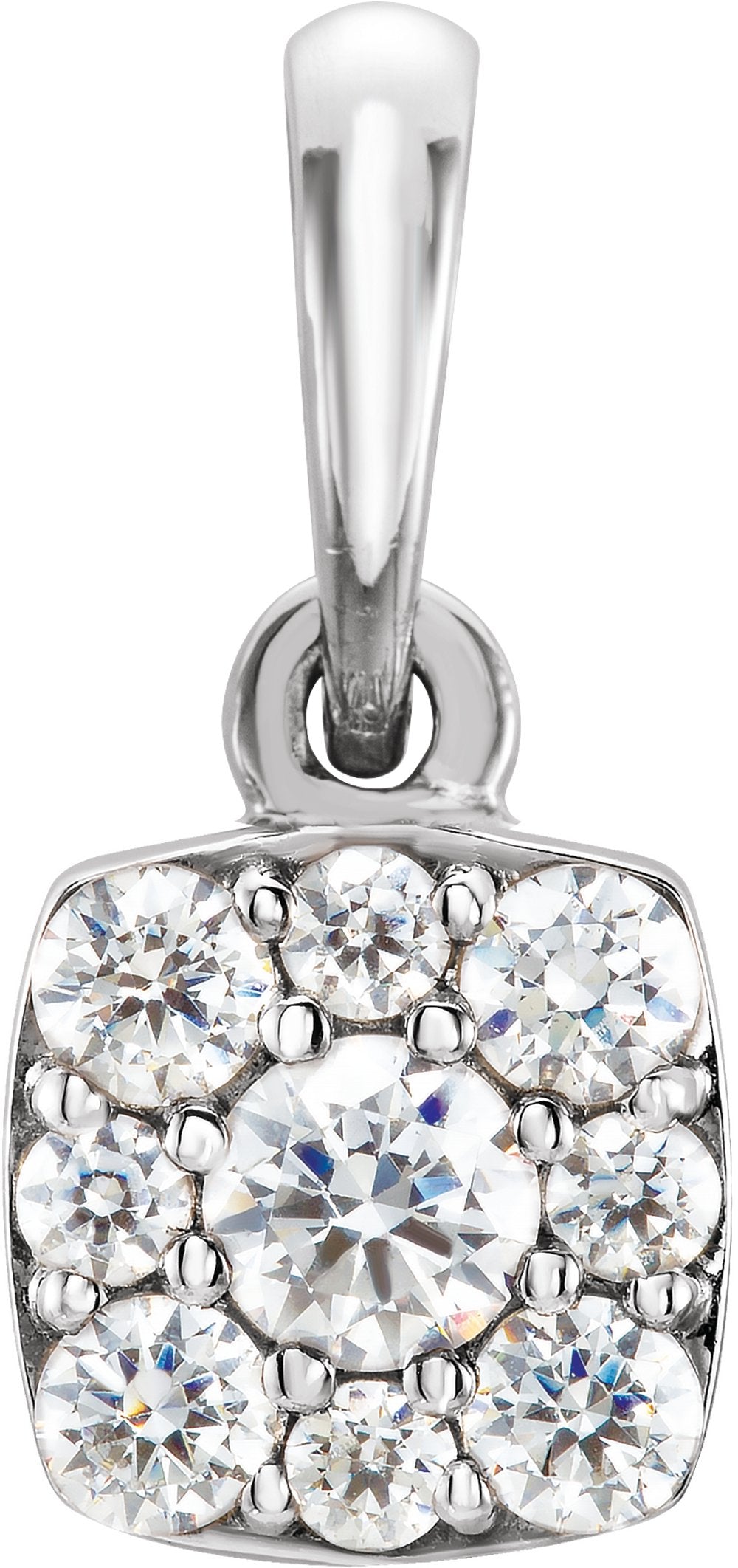 14K White Gold 1/4 CTW Natural Diamond Cluster Pendant