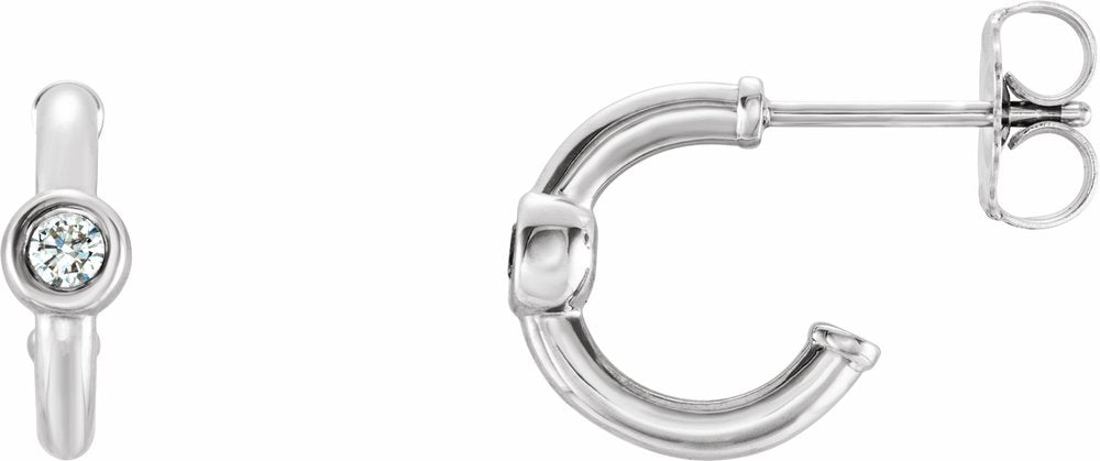 14K White 1/5 CTW Natural Diamond Huggie Hoop Earrings
