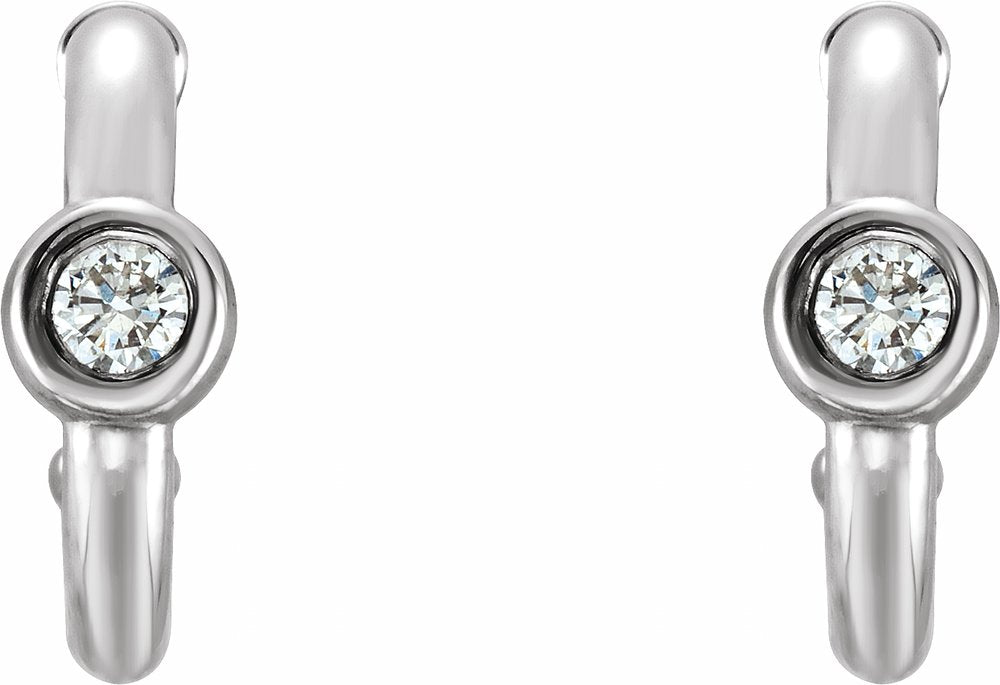 14K White 1/5 CTW Natural Diamond Huggie Hoop Earrings