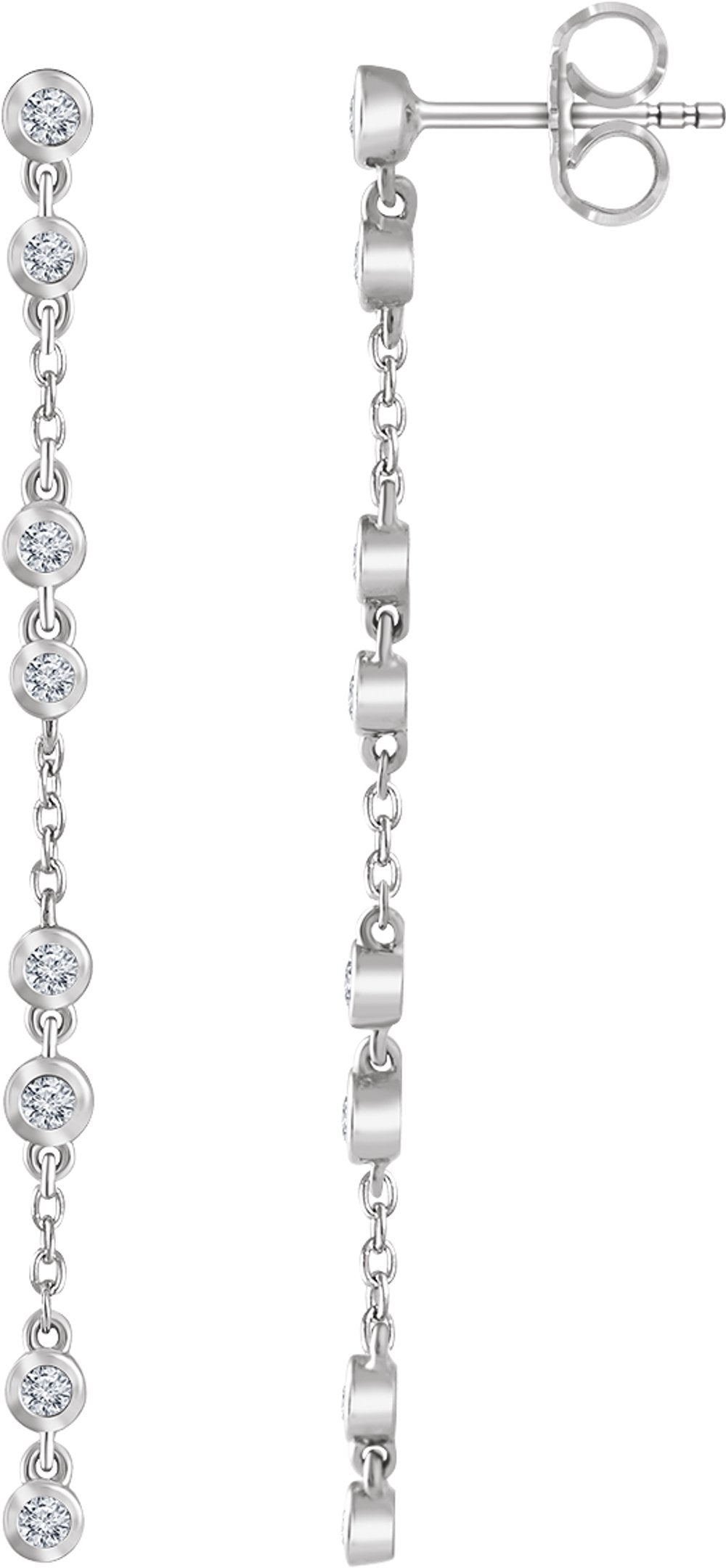 14K White Gold 1/3 CTW Natural Diamond Chain Earrings