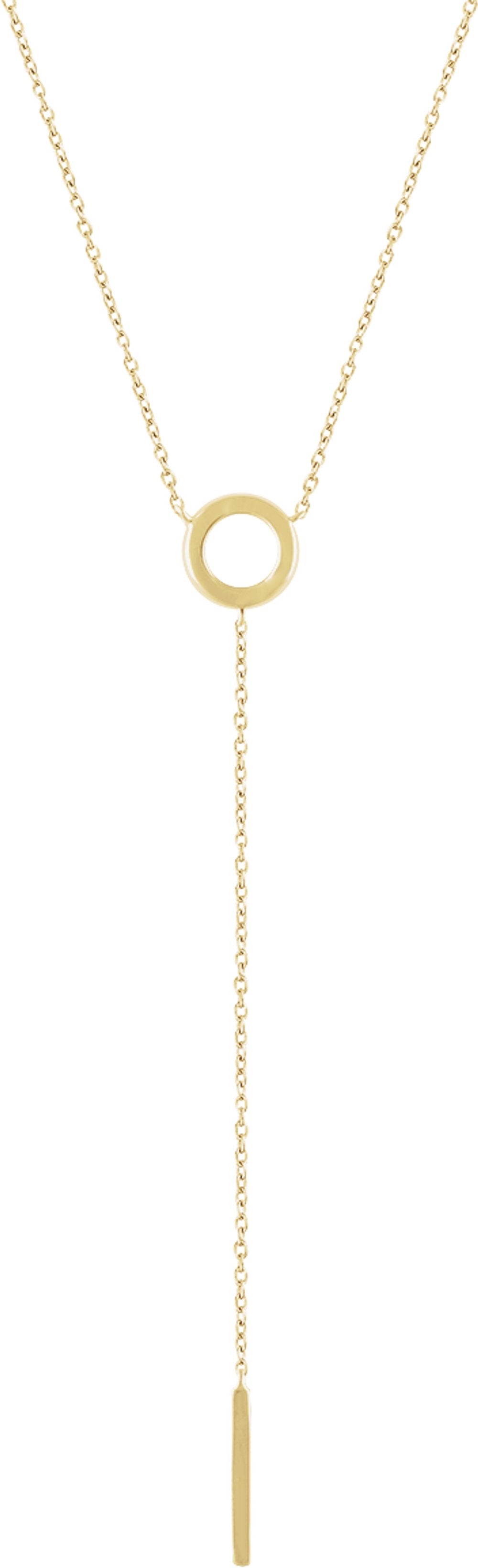 14K Yellow Circle & Bar 16-18" Y Necklace