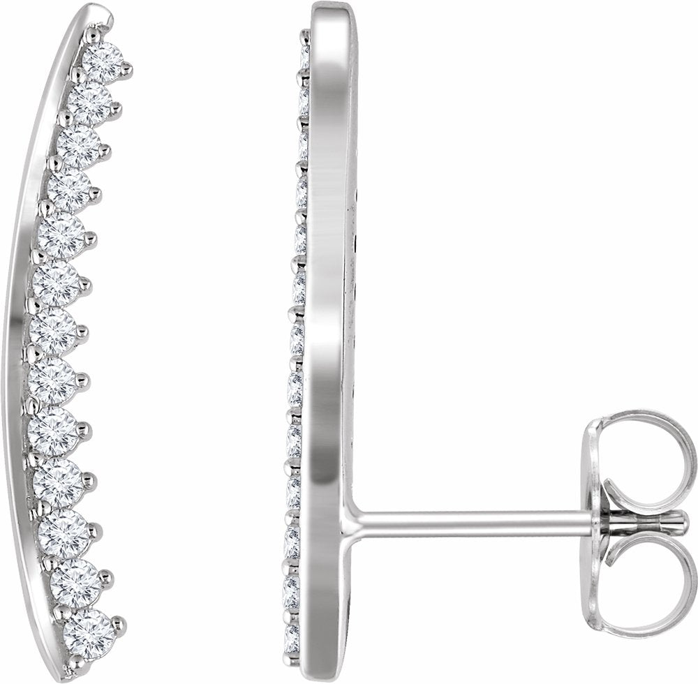 14K White Gold 1/3 CTW Natural Diamond Ear Climbers