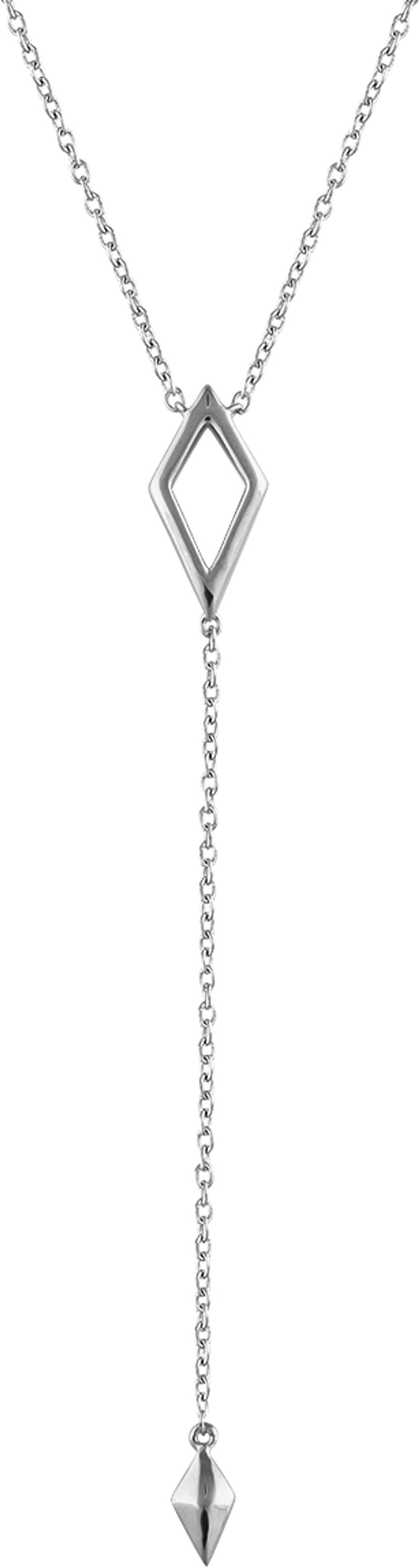 14K White Geometric 16-18" Y Necklace