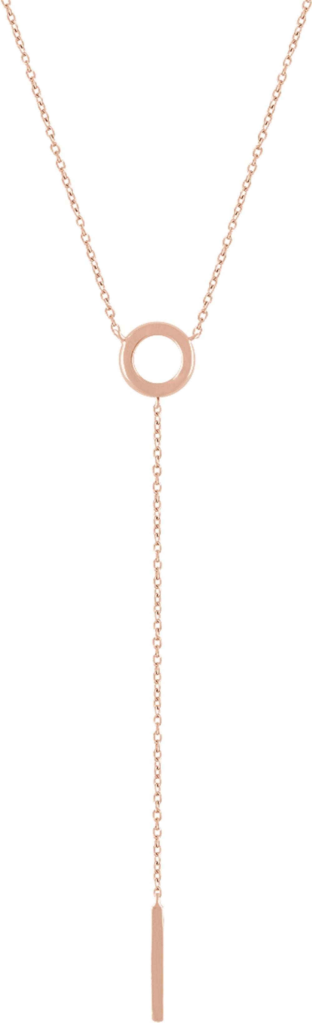 14K Rose Circle & Bar 16-18" Y Necklace