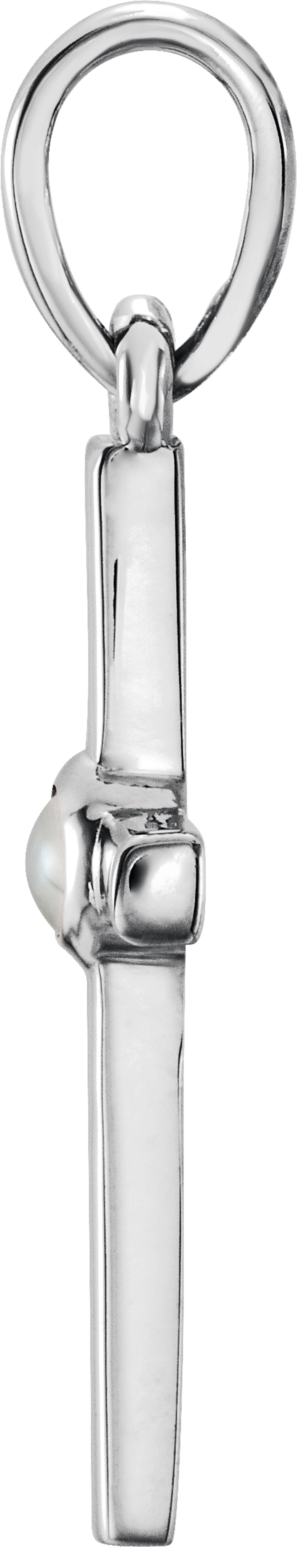Sterling Silver Cultured White Freshwater Pearl Cross Pendant