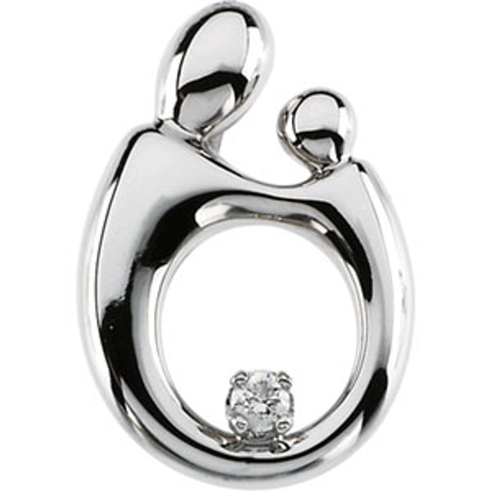 14K White Gold .05 CT Natural Diamond Mother and Child® Slide Pendant