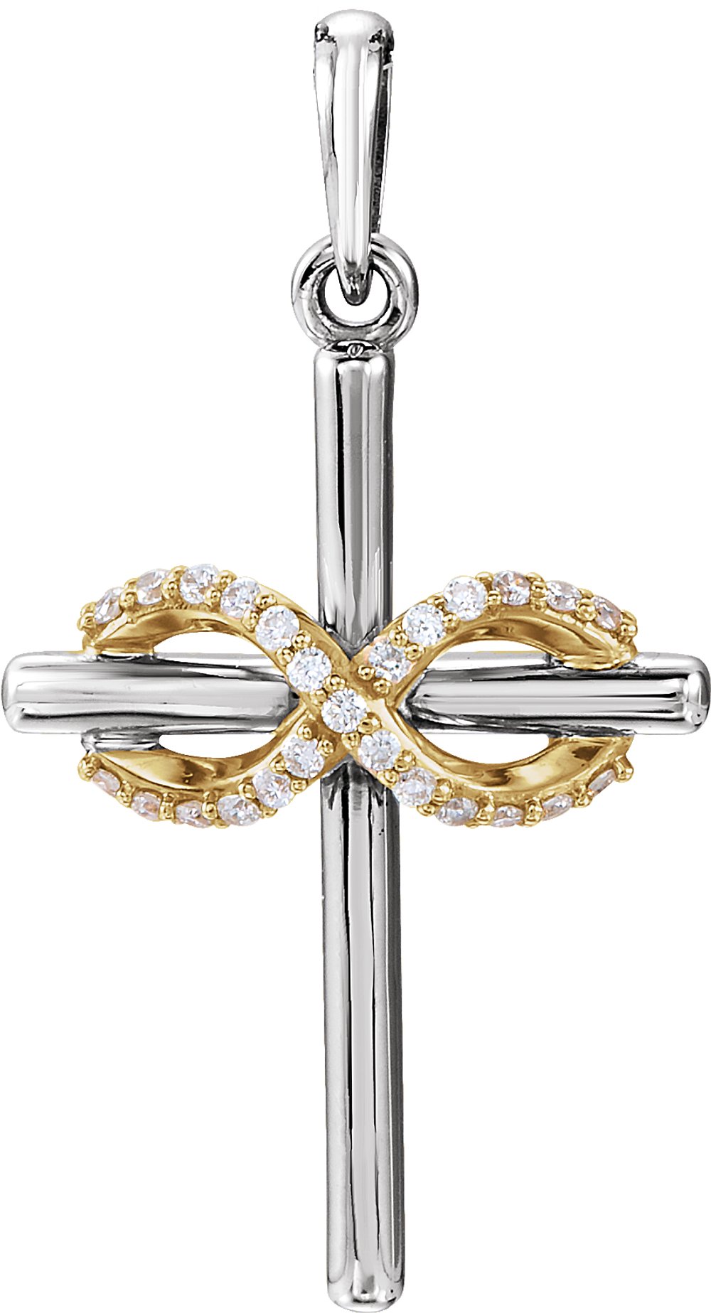 14K White/Yellow Gold .06 CTW Natural Diamond Infinity-Inspired Cross Pendant