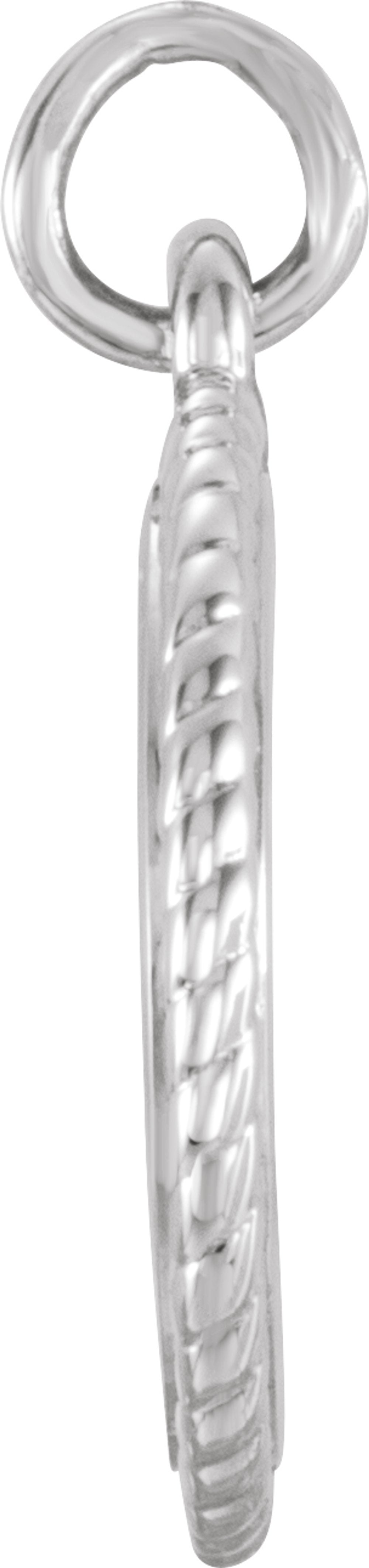 14K White Gold Engravable Round Rope Pendant