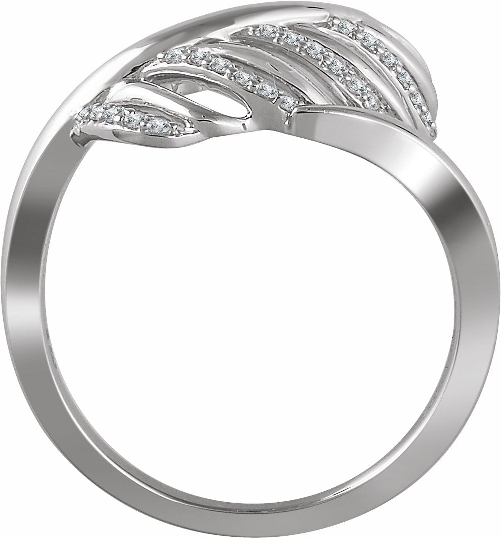 14K White Gold 1/5 CTW Natural Diamond Leaf Ring
