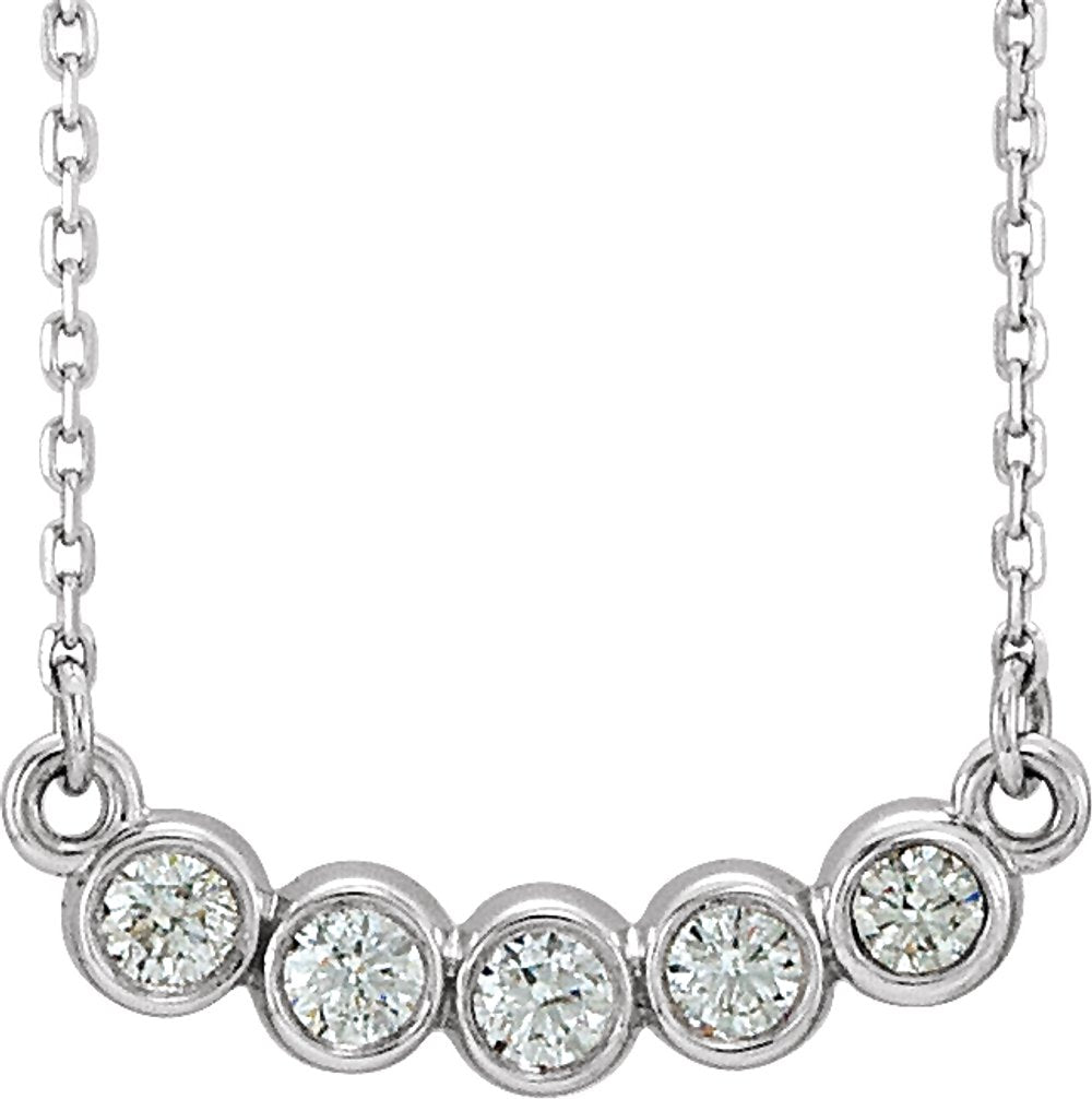 14K White .07 CTW Natural Diamond Bezel-Set 16-18" Necklace