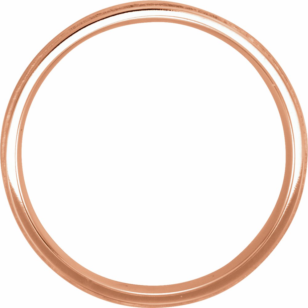 14K Rose 6 mm Milgrain Edge Comfort-Fit Flat Band Size 10