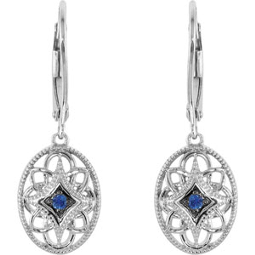 Sterling Silver Natural Blue Sapphire Lever Back Earrings