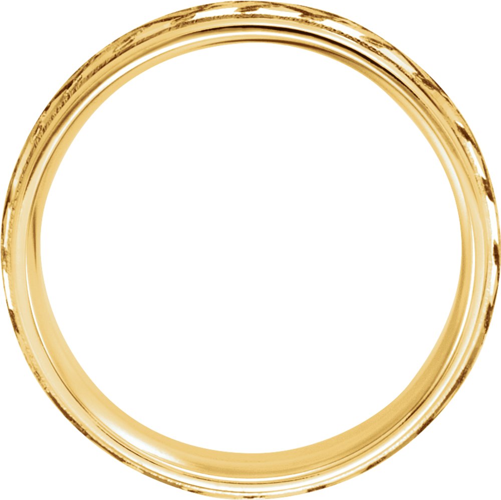 14K Yellow Gold 7 mm Milgrain Woven-Design Comfort-Fit Half Round Band Size 8.5