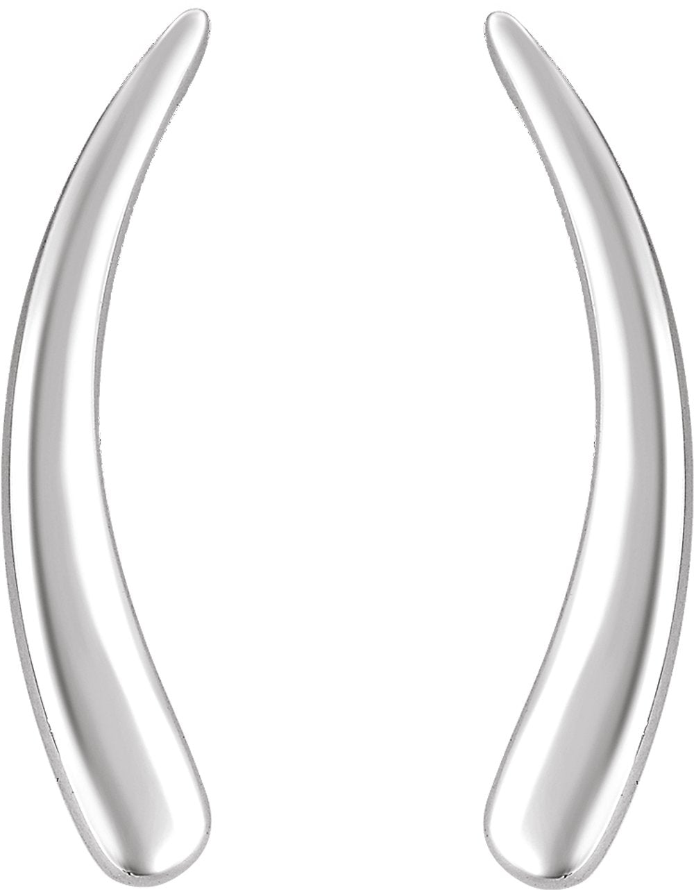 14K White Curved Ear Climbers