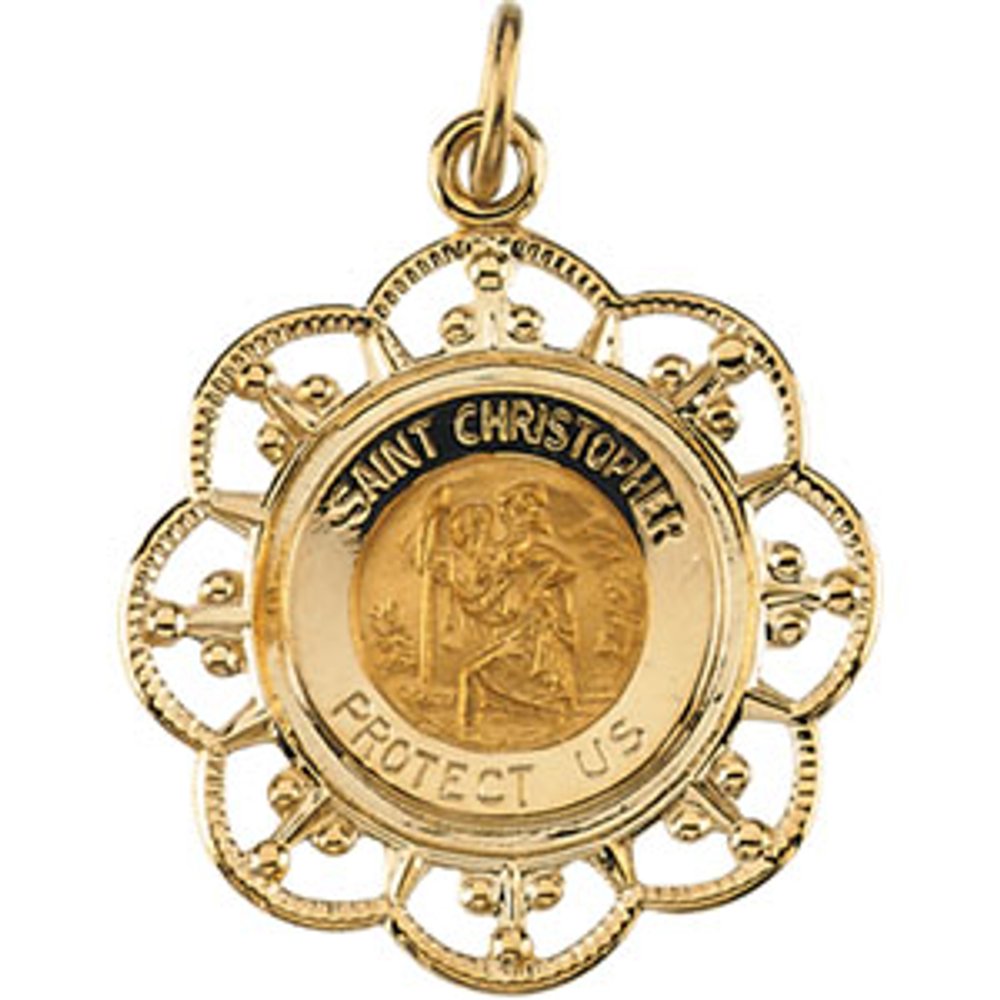 14K Yellow 20 mm St. Christopher Medal