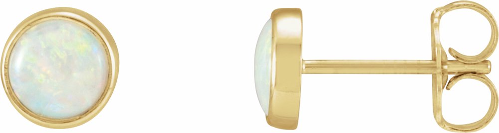 14K Yellow Gold Natural White Opal Earrings